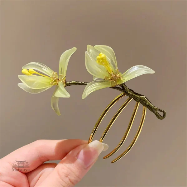 Épingle à cheveux élégante à motif floral