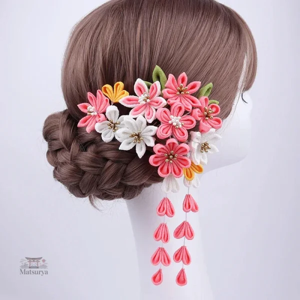 Épingle à cheveux en tissu pour style japonais
