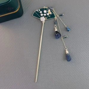 Accessoire capillaire japonais avec motif d'éventail