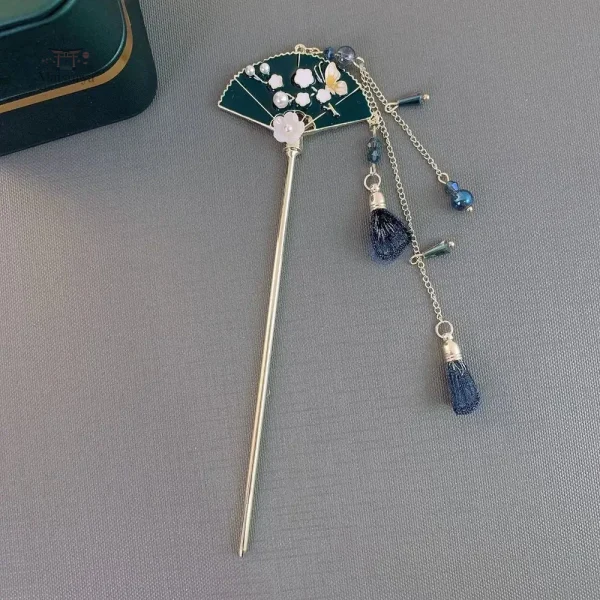 Accessoire capillaire japonais avec motif d'éventail