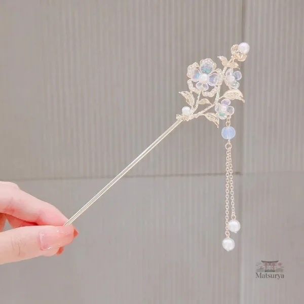Breloques colorées sur épingle à cheveux japonaise