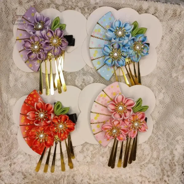 Épingle à cheveux fleurie inspirée du Japon