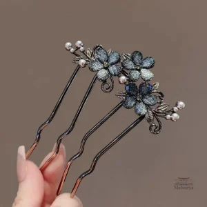Épingle à cheveux japonaise U fleur perle élégante