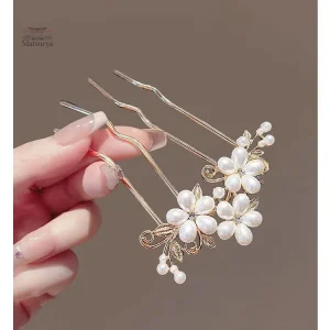 Accessoire cheveux japonais style fleuri avec perles