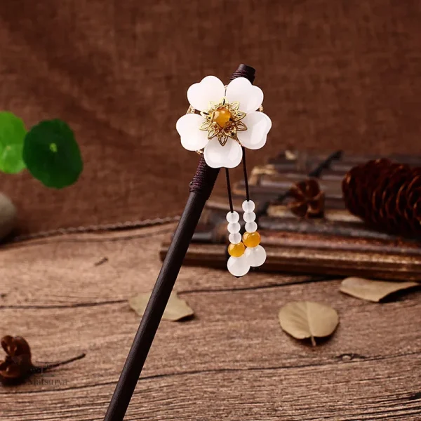 Épingle à cheveux stylée avec motif japonais floral
