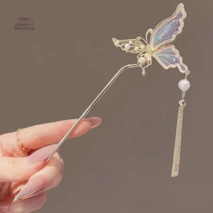 Épingle Japonaise à pampille papillon pour cheveux