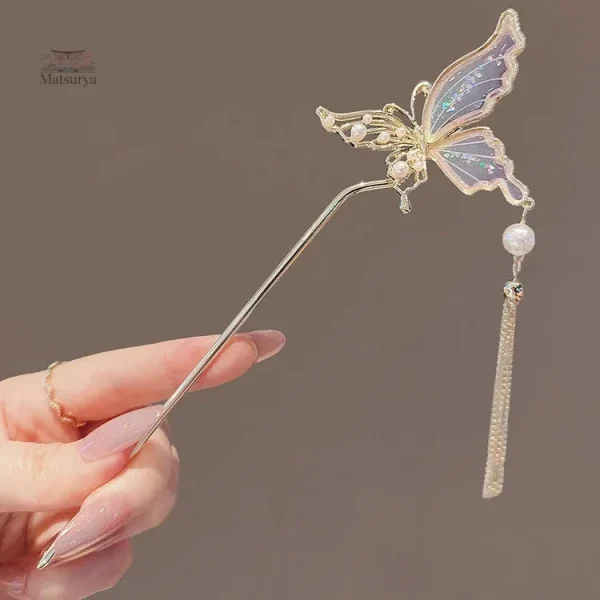 epingle-japonaise-a-pampille-papillon-1 Épingle Japonaise à pampille papillon pour cheveux