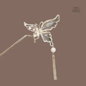 Accessoire cheveux japonais, épingle avec pampille papillon