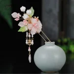 Épingle à cheveux élégante avec motif floral japonais