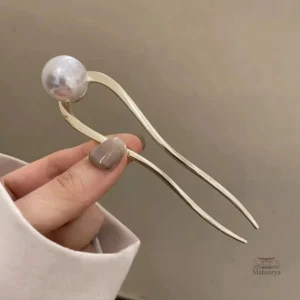 Pince à cheveux japonaise U ornée d'une perle