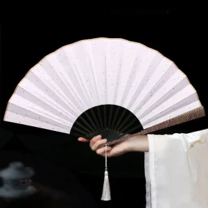 Éventail Japonais élégant avec feuilles d'or