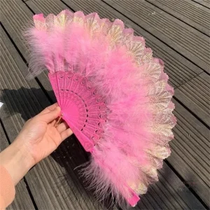 Éventail japonais léger à plumes colorées