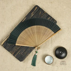 Éventail japonais ancien en bois et papier