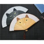Éventail Japonais avec motif de chat