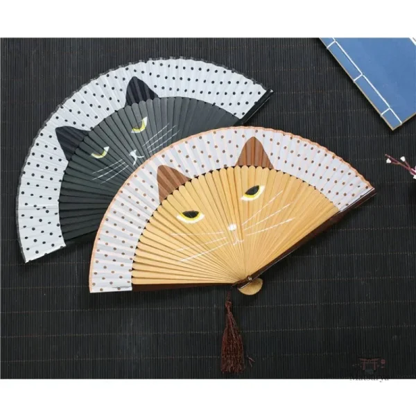 eventail-japonais-chat-1 Éventail Japonais avec motif de chat