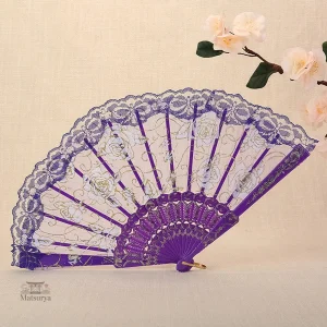 Éventail Floral Japonais avec Motif de Rose