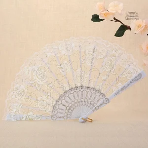 Éventail Japonais Décoré de Fleurs de Rose