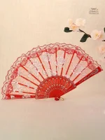 Éventail Traditionnel Japonais avec Rose Stylisée