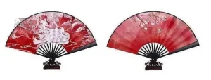 Éventail en bambou avec motif de renard mythique japonais