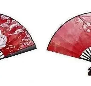 Éventail en bambou avec motif de renard mythique japonais