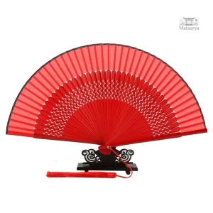 Éventail rouge, accessoire de mode japonais