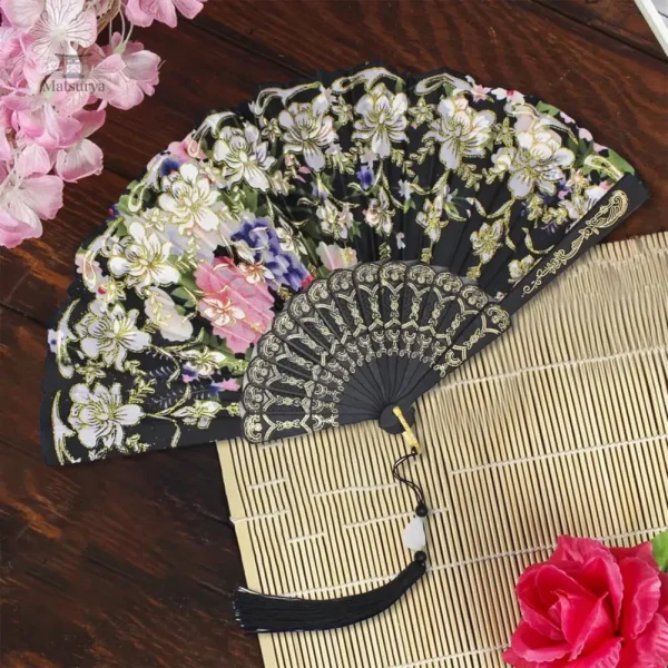 Éventail japonais ancien, accessoire design unique