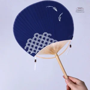 Éventail rond japonais en papier et bambou