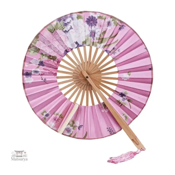 Éventail pliable en tissu japonais