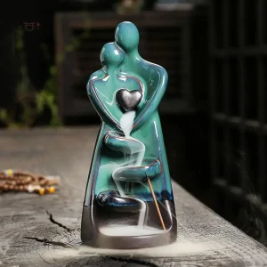 Fontaine à encens couple décorative en céramique