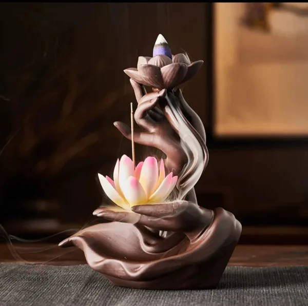 Fontaine à encens lotus décorative pour relaxation