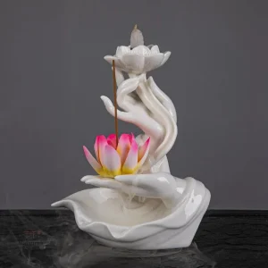 Fontaine à encens en forme de lotus pour ambiance zen