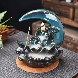 Fontaine à encens lune élégante pour ambiance zen