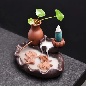 Fontaine à encens design poisson, idéal pour l'ambiance zen
