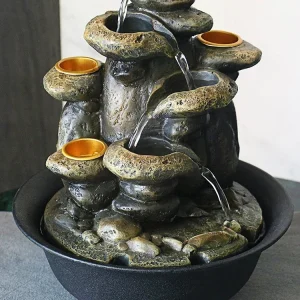Détails de la Fontaine Japonaise et ses bougeoirs