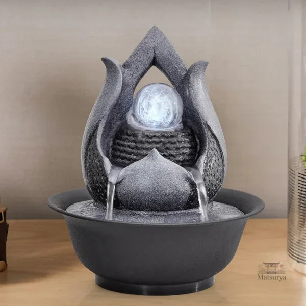 Détails d'une fontaine japonaise moderne, design apaisant