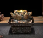 Fontaine japonaise d'intérieur design zen en bois et pierre