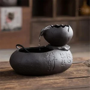 Fontaine Japonaise Nippone élégante en bois et pierre