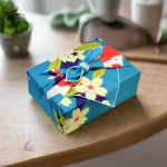 Tissu Furoshiki avec design floral coloré pour emballage créatif