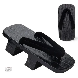 Geta classique noir, chaussures japonaises authentiques