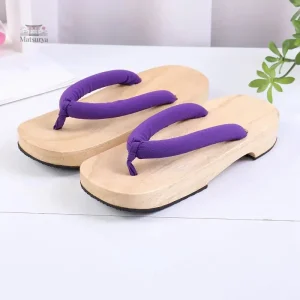 Geta en bois naturel, sandales japonaises traditionnelles