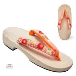 Chaussures japonaises en bois, design floral unique