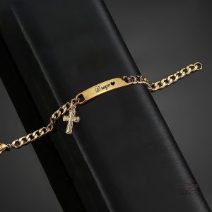 Gourmette japonaise personnalisée avec charm croix