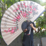 Éventail mural japonais élégant en tissu