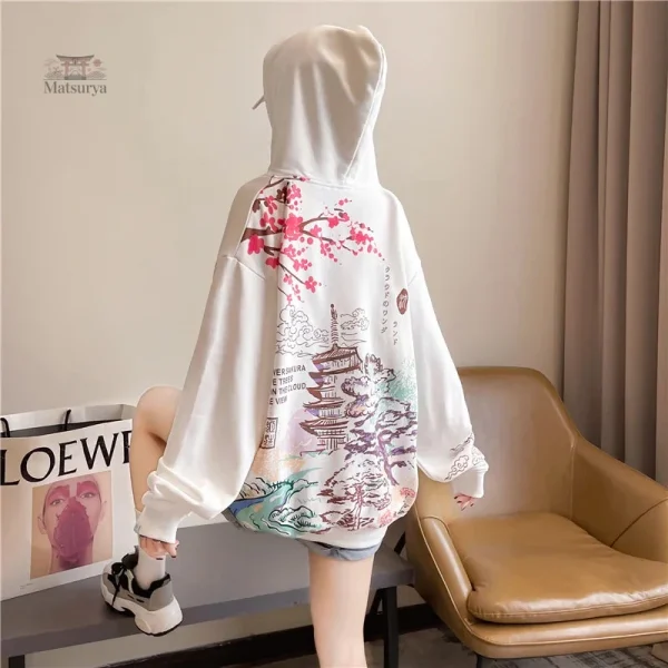 Sweat-shirt molletonné avec design japonais moderne