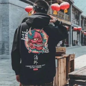 Sweat à capuche motif japonais pour une allure tendance