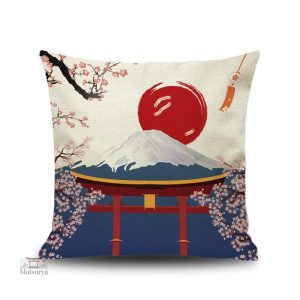 Housse coussin montagne décorative pour intérieur japonais