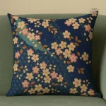 Housse d'oreiller bleue Sakura pour décoration japonaise