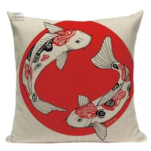 Housse japonaise décorative avec motif Carpe Koi