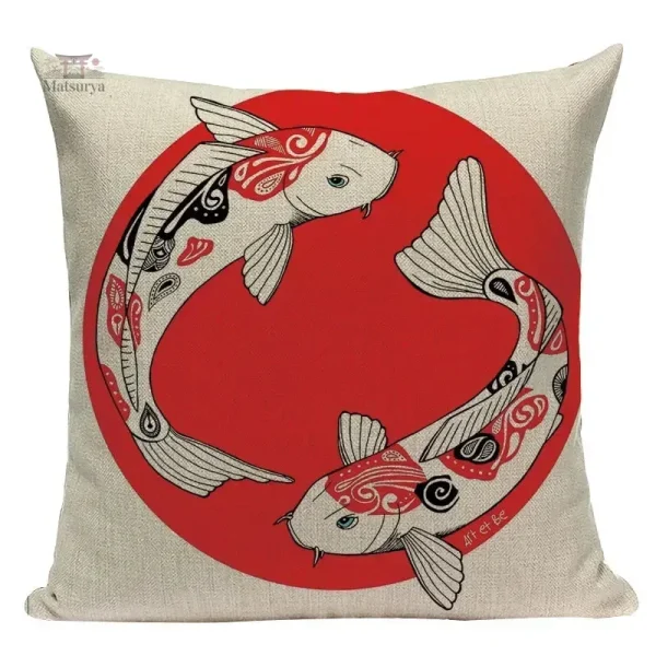 Housse japonaise décorative avec motif Carpe Koi