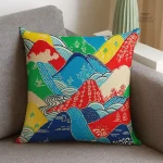 Housse d'oreiller japonaise colorée pour décoration intérieure